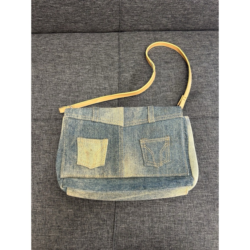Vintage Y2K Upcycled Denim Purse Patchwork Jean Pocket Shoulder Bag Handmade